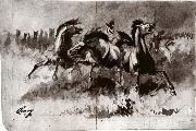 Cary, William Untitled sketch of wild horses oil painting